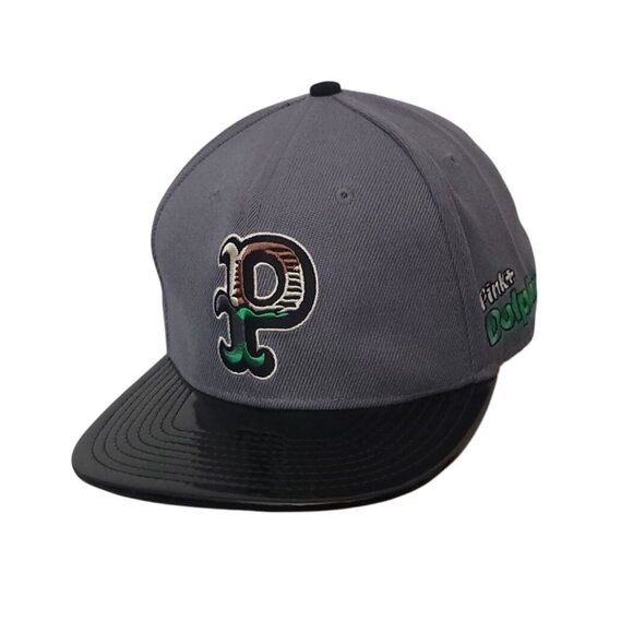 Pink Dolphin Other - Pink + Dolphin Strapback Baseball Hat Patent Bill Embroidered P Logo Gray Black